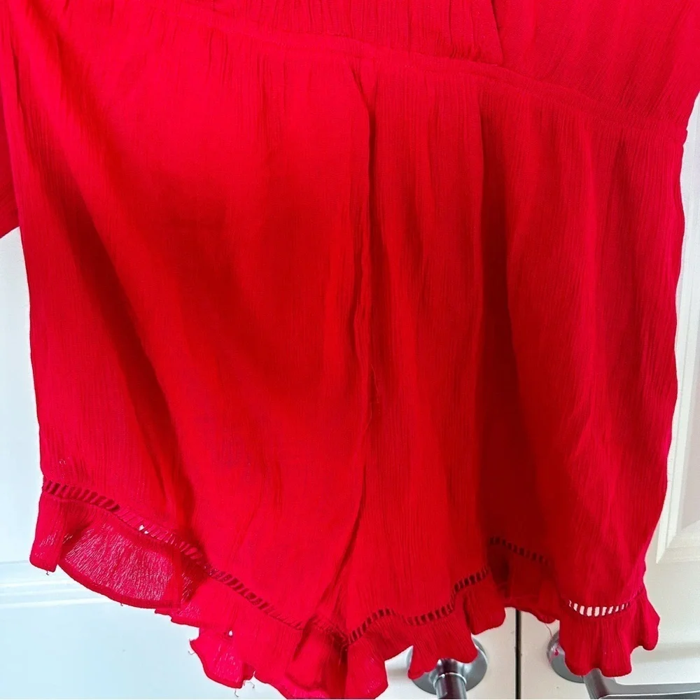 Dina Be Red Wrap-Style Jumpsuit with Belted Waist​